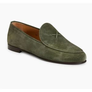 NEW Del Toro Birch Suede Milano Loafers Womens 7 Green Shoes Italy Handmade